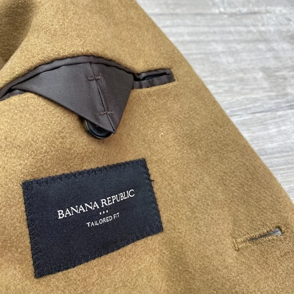 Banana Republic Blazer Mens 38R Beige Wool Blend Tailored Fit Sport‎ Coat Jacket